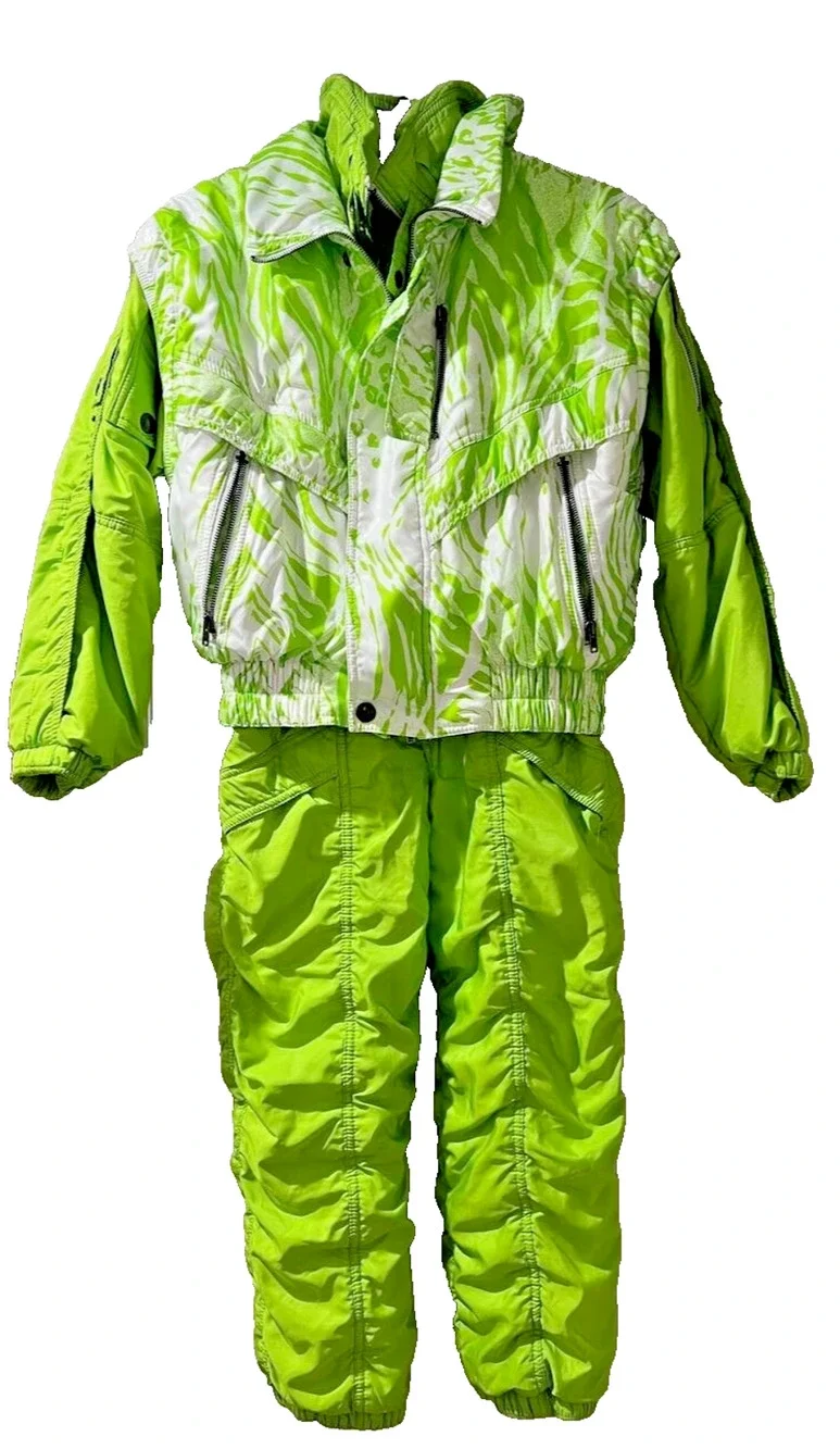 Vintage Girl Warm Snowsuit Ski Jacket Pants Set Windproof Green 140 M A000089